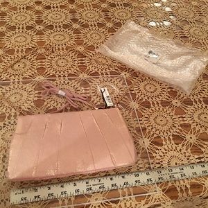 New Peach clutch purse, rhinestone clasp.